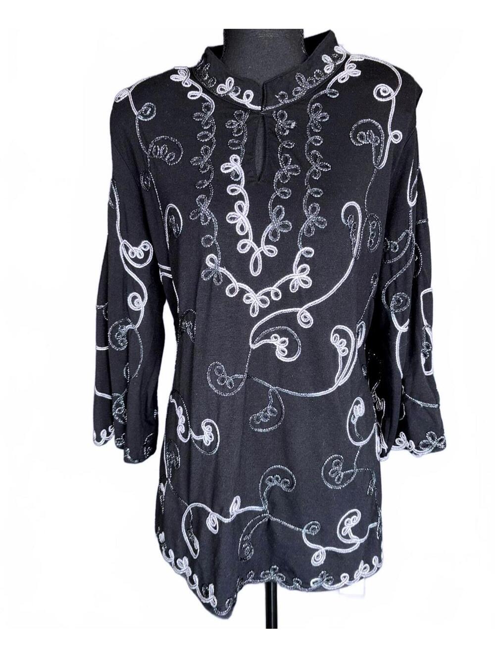 Y2K Era -Dress Barn- Avant-garde Dimensional Embroidered Tunic, Size XL